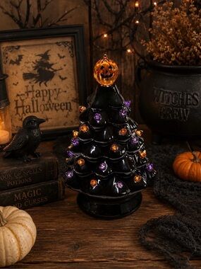 New one box never opened Haunted Halloween Ceramic Tree Battery Operated 7.25”